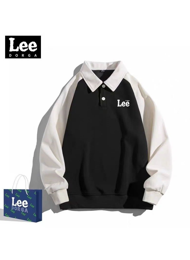 LEE New Loose Casual Long Sleeved Polo Shirt With Contrasting Colors  - Image 1