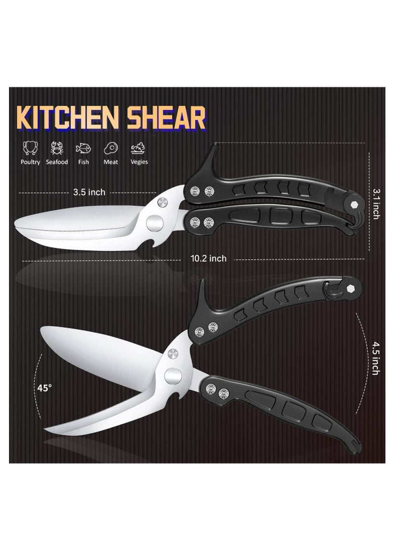 SYOSI Kitchen Poultry Shears, Scissors Food Heavy Duty with Serrated Edge, Detachable Shears Spring Loaded, Stainless Steel Multipurpose sharp for Cutting Chicken, Fish, Meat  - Image 4