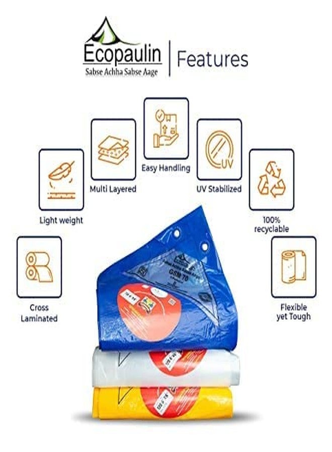 Tandhan Ecopaulin Cross Laminated Multilayer Eco-Friendly Tarpaulin Sheet Waterproof Tirpal Heavy Duty 9 X 9 Ft Poly Tadpatri - Multipurpose 200 GSM Plastic Cover Tharpai, Thadika, Tarp (Blue) - Image 4