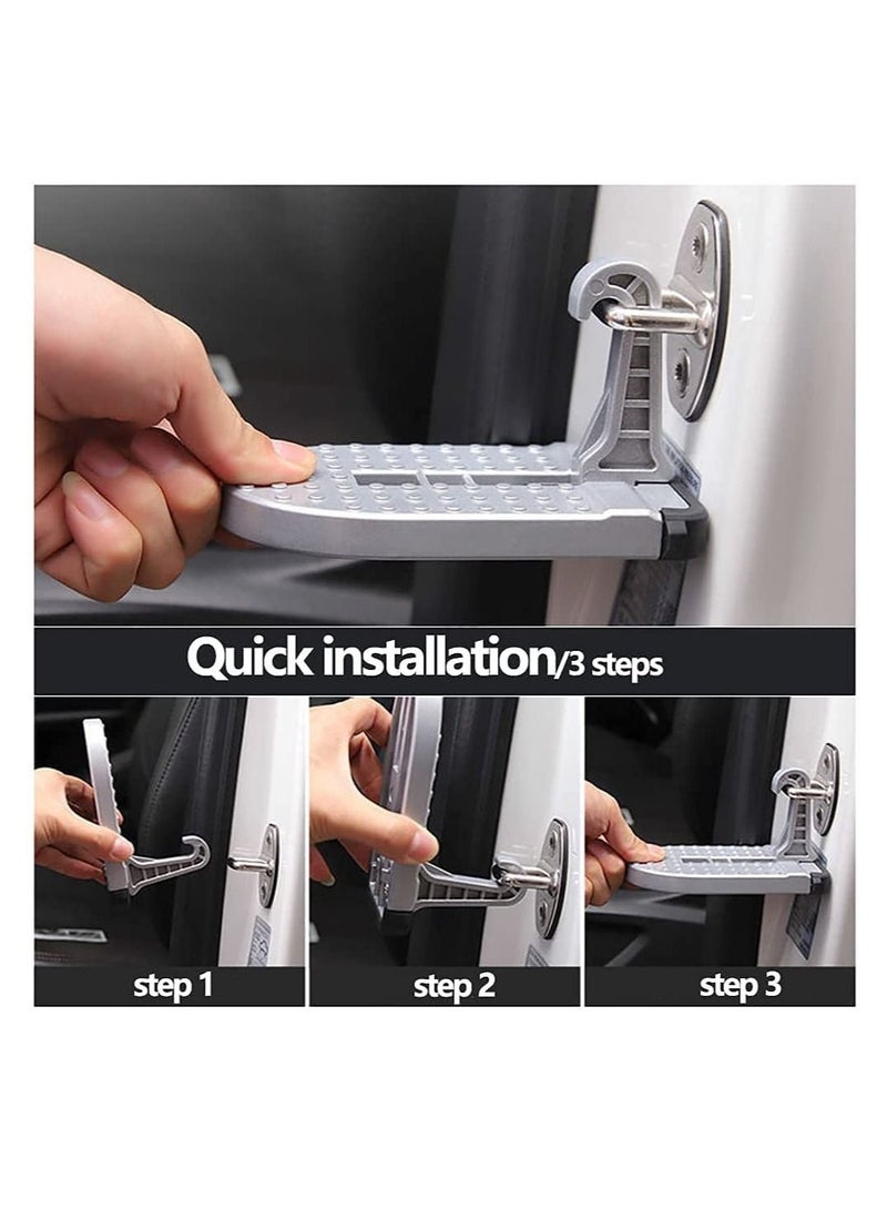 SYOSI Car Door Step, Car Latch Hook Door Step with Silicone Base, Multi-Functional Foldable Car Door Latch Hook Step Mini Foot Pedal Ladder, Assisting in Boarding The Roof  - Image 2