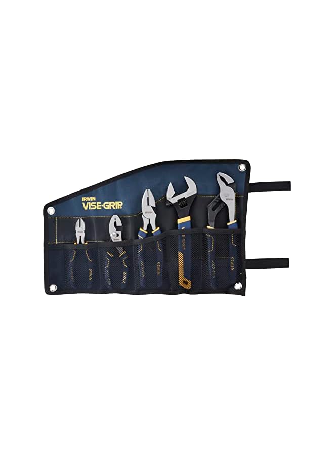IRWIN VISE-GRIP Pliers Set with Tool Wrap, 5-Piece (2078708), Blue - Image 2
