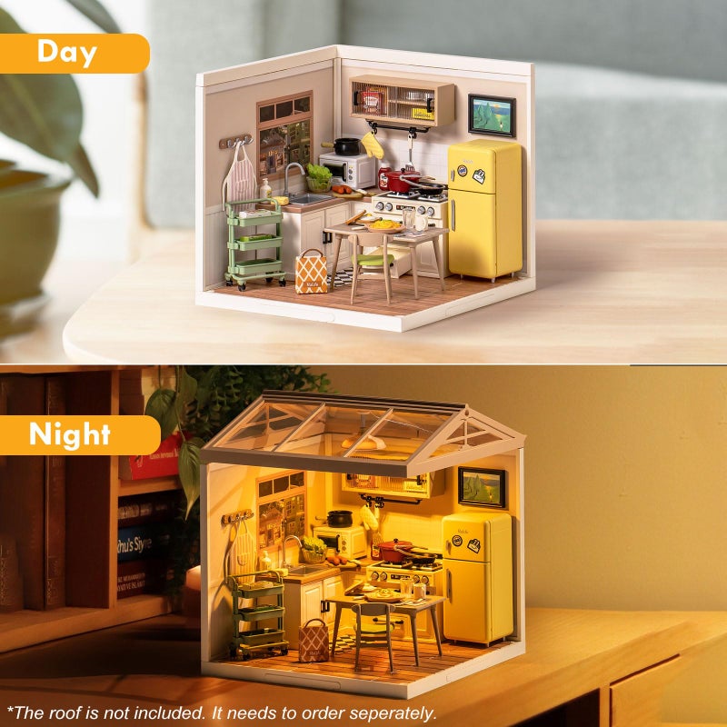 Rolife DIY Miniature Plastic House Building Set Toys Playset with LED Suitable for Mini Figures Construction Toys Diorama Kit Gifts for Teens Adults Happy Meals Kitchen - Image 3