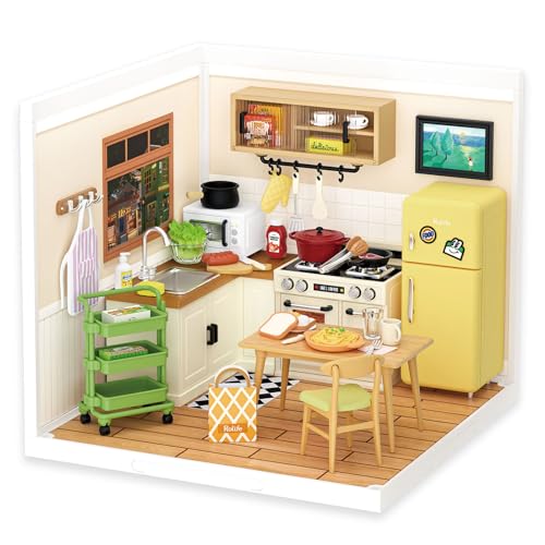 Rolife DIY Miniature Plastic House Building Set Toys Playset with LED Suitable for Mini Figures Construction Toys Diorama Kit Gifts for Teens Adults Happy Meals Kitchen - Image 1