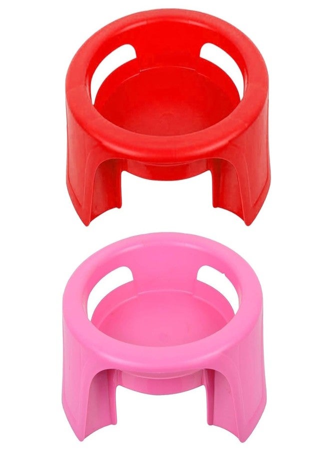MAGIC SPOON Multipurpose Unbreakable Plastic Matka Stand/Pot Stand (Pink, Red, Pack of 2) - Image 1