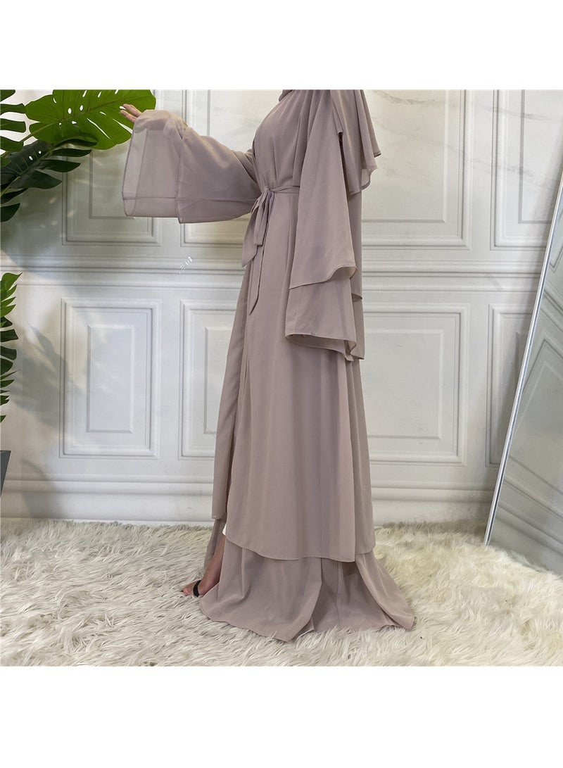 إسكدنيا عباية نسائية فستان مسلم مريح صلب فضفاض كارديجان طويل حجاب متين ومسامي رداء مفتوح الأمام كفتان ماكسي للفتيات المراهقات  - Image 3