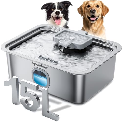 Speedeer 4Gal/15L Dog Water Fountain for Large Dogs, Stainless Steel Large Pet Drinking Fountain, Automatic Dog Water Bowl Dispenser with Deeper & Wider Drinking Area, Multi-Filtration, Ultra-Quiet - Image 1