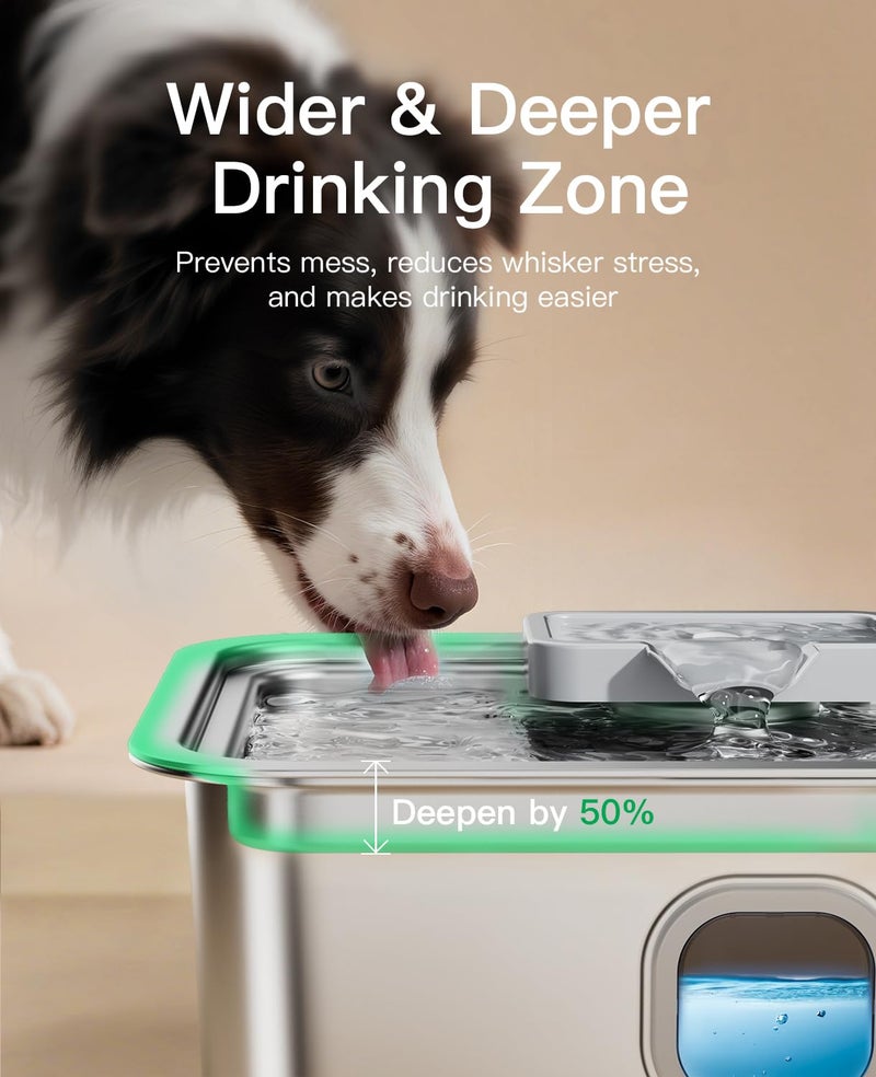 Speedeer 4Gal/15L Dog Water Fountain for Large Dogs, Stainless Steel Large Pet Drinking Fountain, Automatic Dog Water Bowl Dispenser with Deeper & Wider Drinking Area, Multi-Filtration, Ultra-Quiet - Image 3
