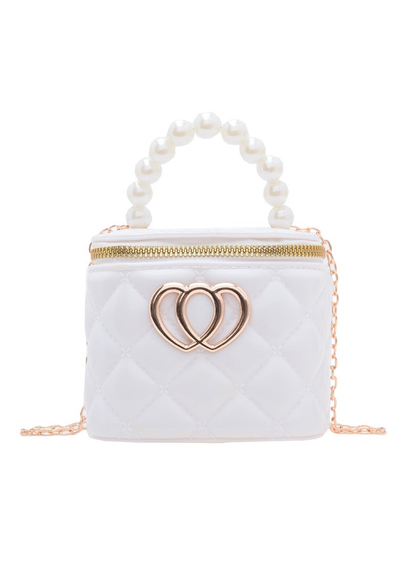 Generic Fashionable 2024 New Childrens Handbag Pearl Small Size Womens Backpack Spring Summer Jelly Makeup Bag Motorcycle Equipment Ac White 