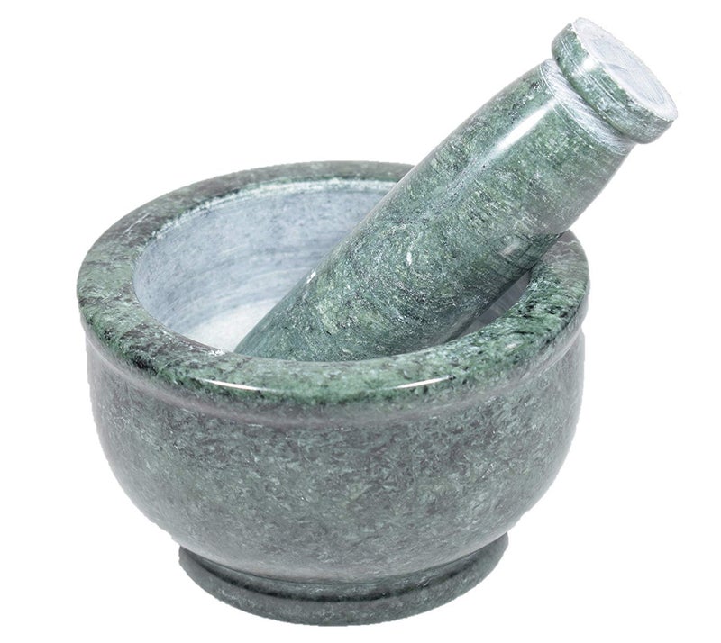 SK Craft Green Marble Okhli MusliMortar Pestle Chopper Set For Home Use Unique Item 5 Inch - Image 3