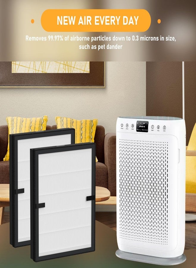 Allisfresh E-200 True HEPA Filter Replacement Compatible with Lunino E-200 Air Cleaner Purifier, 3-in-1 Filtration System with Activated Carbon Filter, 2 Pack White - Image 4