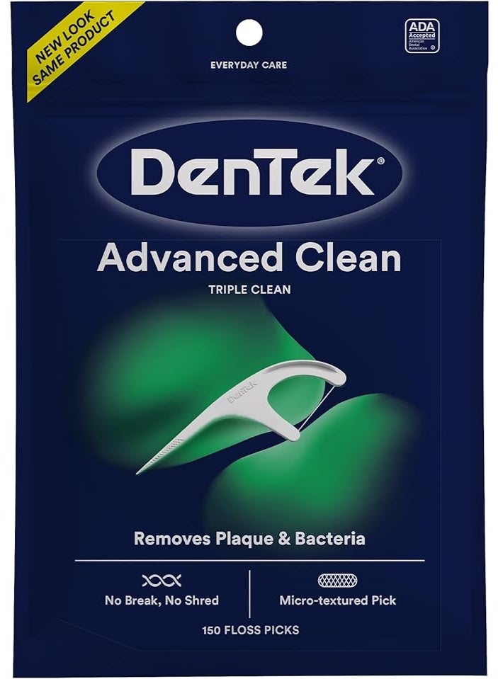 دينتك أعواد تنظيف الأسنان DenTek Advanced Clean Floss Picks، خيط تنظيف الأسنان لا ينكسر ولا يتمزق، 150 قطعة، (قد يختلف شكل العبوة) - Image 1