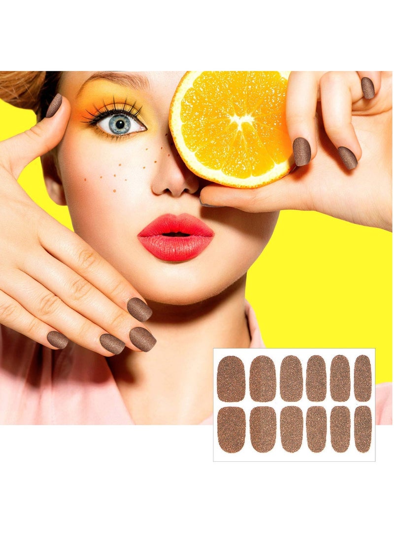 SYOSI Glitter Nail Wraps Nail Polish Stickers Self-Adhesive Nail Design Decals Strips in Solid Colors with 2 Pieces Nail File for Women Girls DIY Manicure Nail Design Decoration 16 Sheets Retro Color  - Image 5