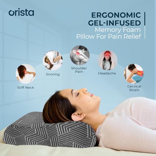 Orista™ Advance Gel Blended Contour Memory Foam Pillow | 2 Year Warranty |Orthopedic Neck & Shoulder Support Pillow for Sleeping | Improves Posture & Spinal Alignment | 23 x 14 x 4.5 Inch | Set of 1 - Image 3