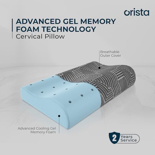 Orista™ Advance Gel Blended Contour Memory Foam Pillow | 2 Year Warranty |Orthopedic Neck & Shoulder Support Pillow for Sleeping | Improves Posture & Spinal Alignment | 23 x 14 x 4.5 Inch | Set of 1 - Image 4