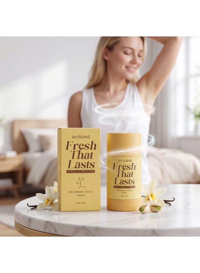 Jaysuing Fresh That Lasts Deodorant Stick, Vanilla & Pistachio Perfumed Stick, Fresh Moisturizing Deodorant Balm, All-Day Odor Protection for Women & Men, Underarm Brightening Care (1Pcs) - Image 3