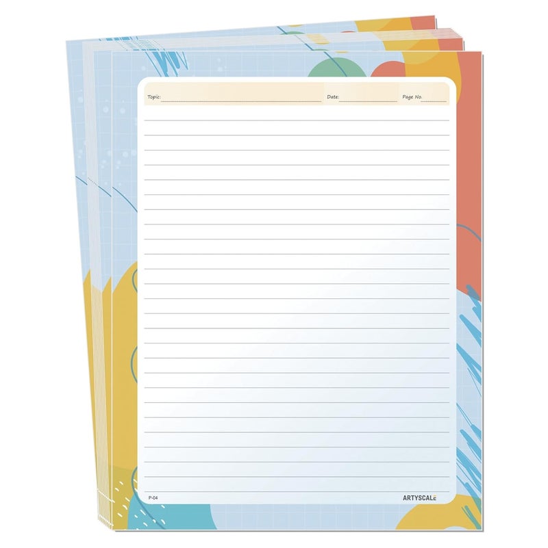 ARTYSCALE A4 Designer Multicolour Project Paper Sheet (One Side Ruled) for School, Colleges Assignments, Creative Art & Craft Practical Work (80, Minimal Abstract) - Image 1