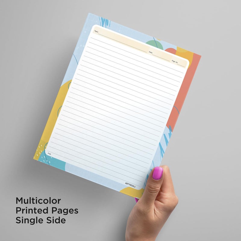 ARTYSCALE A4 Designer Multicolour Project Paper Sheet (One Side Ruled) for School, Colleges Assignments, Creative Art & Craft Practical Work (80, Minimal Abstract) - Image 3