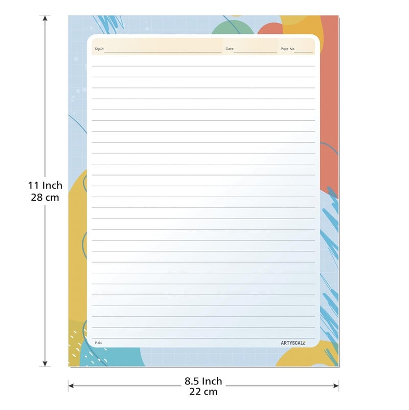 ARTYSCALE A4 Designer Multicolour Project Paper Sheet (One Side Ruled) for School, Colleges Assignments, Creative Art & Craft Practical Work (80, Minimal Abstract) - Image 2