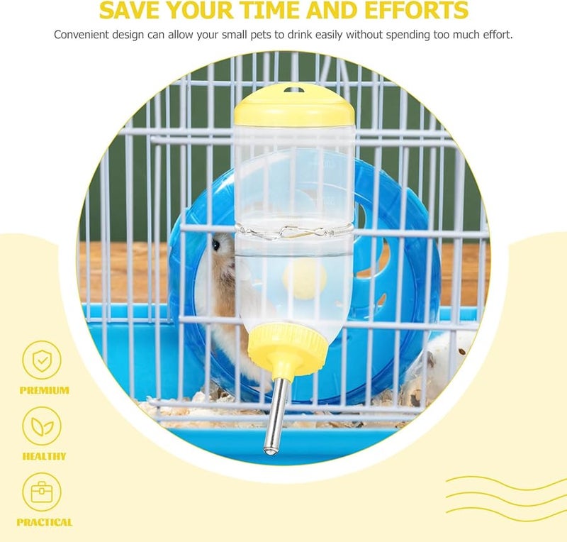 Transparent Hamster Water Bottle Bite Resistant Material with Spring Clip for Small Animals - Image 2