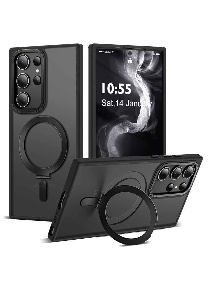 SYOSI for Samsung Galaxy S24 Ultra 5G Case with Kickstand, Magnetic Wireless Charging, Compatible with MagSafe, Military Drop Protection Translucent Matte S24 Ultra Phone Case for Men and Women - Image 1