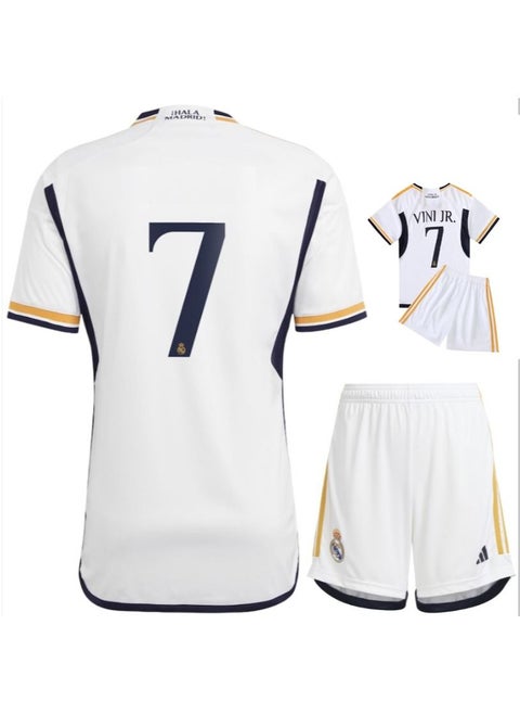 23/24 New Season Real Madrid HOME Football Kits Vini Jr. Fans Football Jersey/Shorts Gift Set Youth Sizes and Adult Size