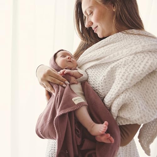 Bleu La La Organic Pointelle Receiving Swaddle Blanket for Girls - 100% Luxury Organic Soft Cotton Knit Warm Cozy Cuddle Stroller Blanket for Newborns, Infants, & Toddlers (Sugar Plum) - Image 4