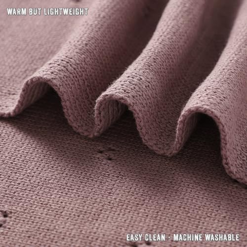 Bleu La La Organic Pointelle Receiving Swaddle Blanket for Girls - 100% Luxury Organic Soft Cotton Knit Warm Cozy Cuddle Stroller Blanket for Newborns, Infants, & Toddlers (Sugar Plum) - Image 5