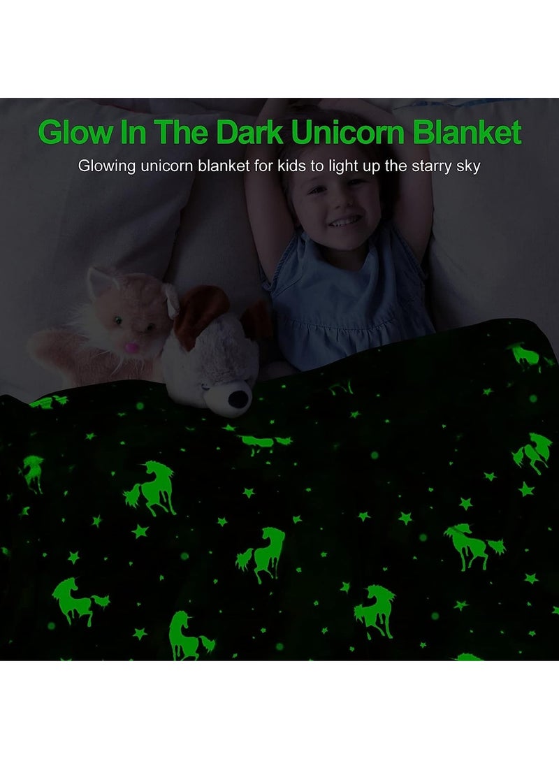 FASHION HOME - Kids Glow in The Dark Blanket Soft Throw All Seasons for Couch Sofa Bed 150 x 120cm - Image 1