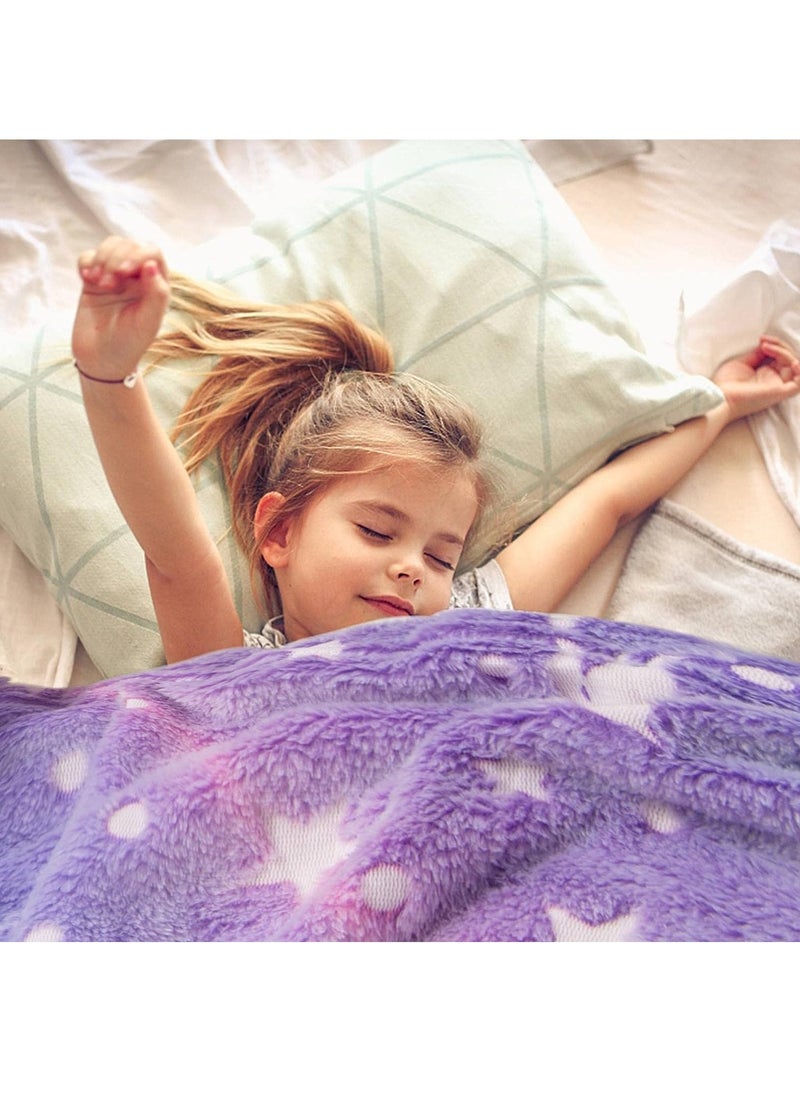 FASHION HOME - Kids Glow in The Dark Blanket Soft Throw All Seasons for Couch Sofa Bed 150 x 120cm - Image 1