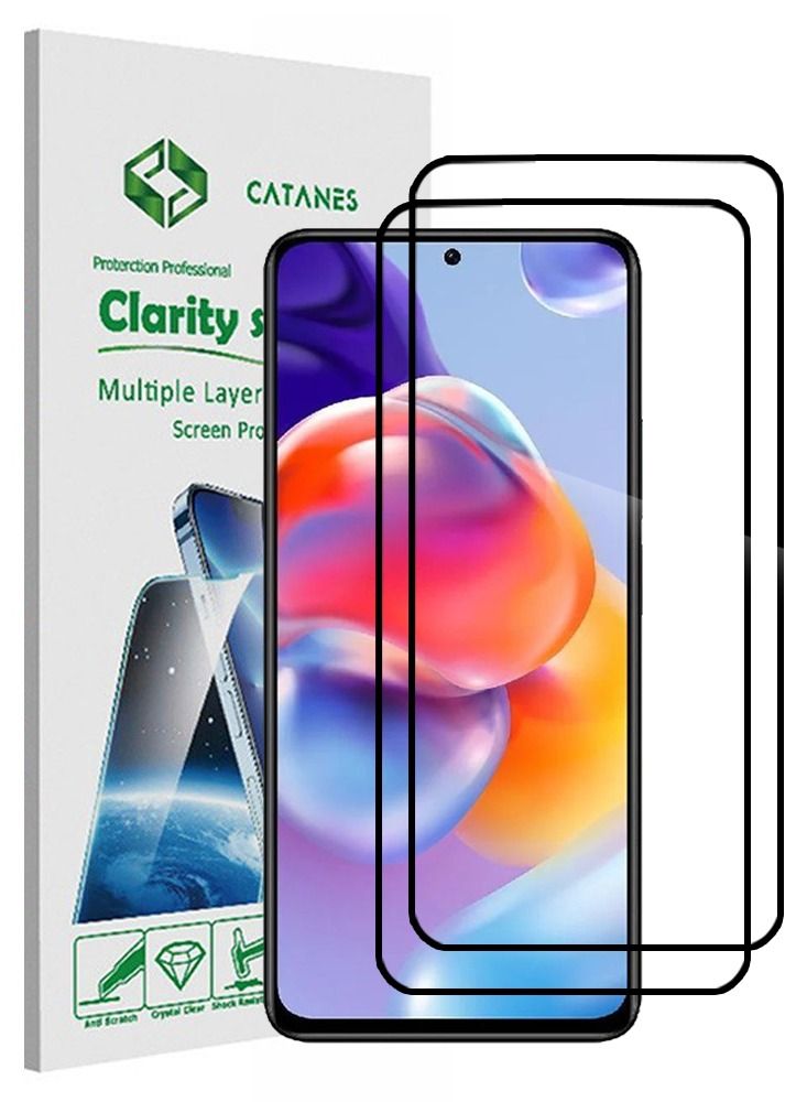 CATANES 2 Pack For Xiaomi Redmi Note 11 Pro Screen Protector Tempered Glass Full Glue Back - Image 1