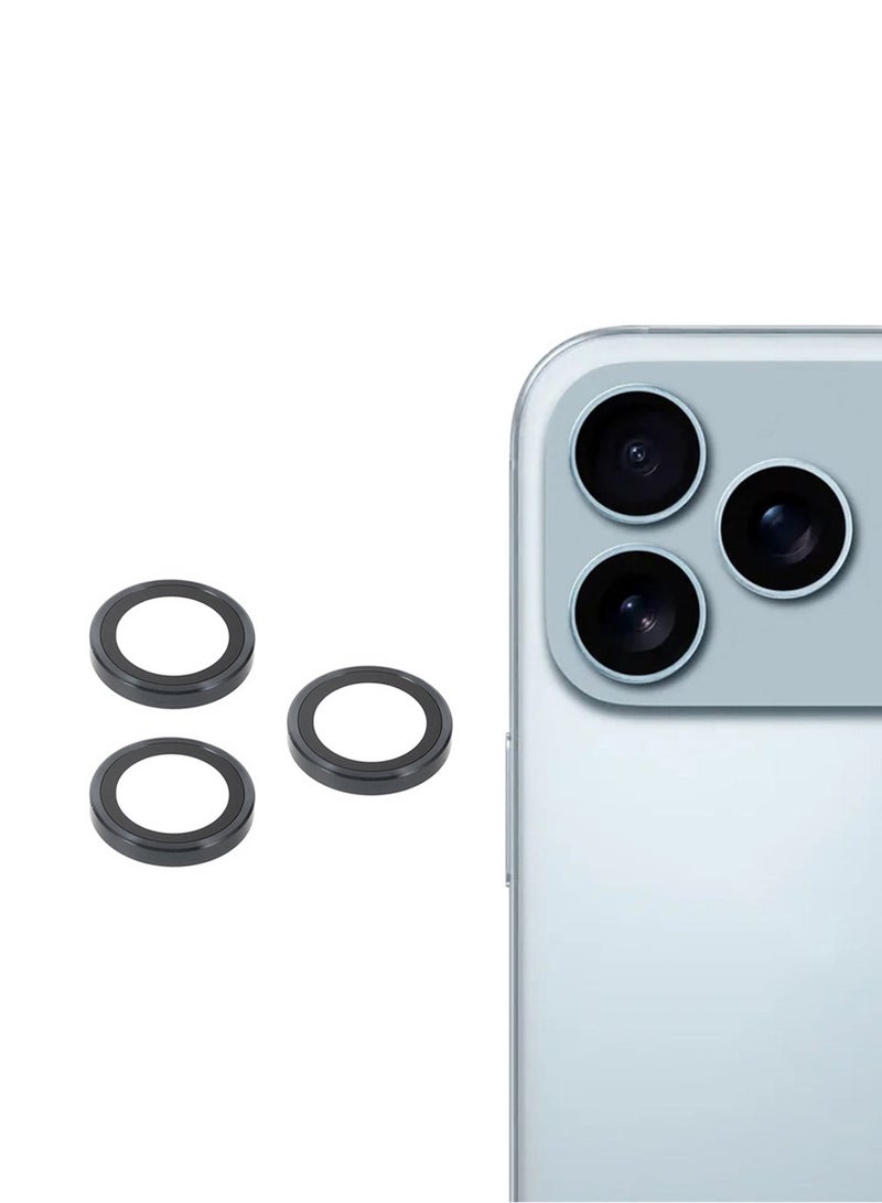 دبليو تيك حماية عدسة كاميرا آيفون 17 برو 5G من أبل لعام 2025 مع حلقة مصنوعة من سبائك متميزة من الزجاج المقسى - شفاف/أسود - Image 1