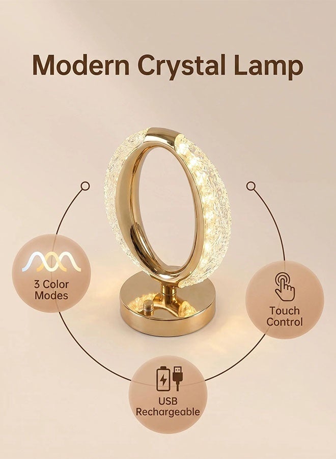 Comysubao Portable Crystal LED Table Lamp, 3 Color Touch Control LED Table Lamp, Modern Design Table Lamp,  Crystal Bedside Lamp for Bedroom Living Room Kitchen, Dining Room Decor (3 Color) - Image 3