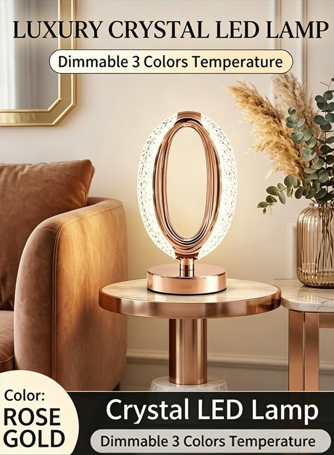 Comysubao Portable Crystal LED Table Lamp, 3 Color Touch Control LED Table Lamp, Modern Design Table Lamp,  Crystal Bedside Lamp for Bedroom Living Room Kitchen, Dining Room Decor (3 Color) - Image 1