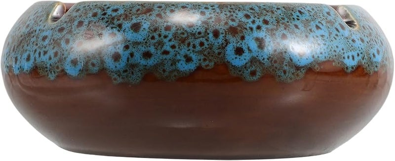 Large Ceramic Windproof Ashtray with Curved Blue Bowl for Living Room and Office - Image 1