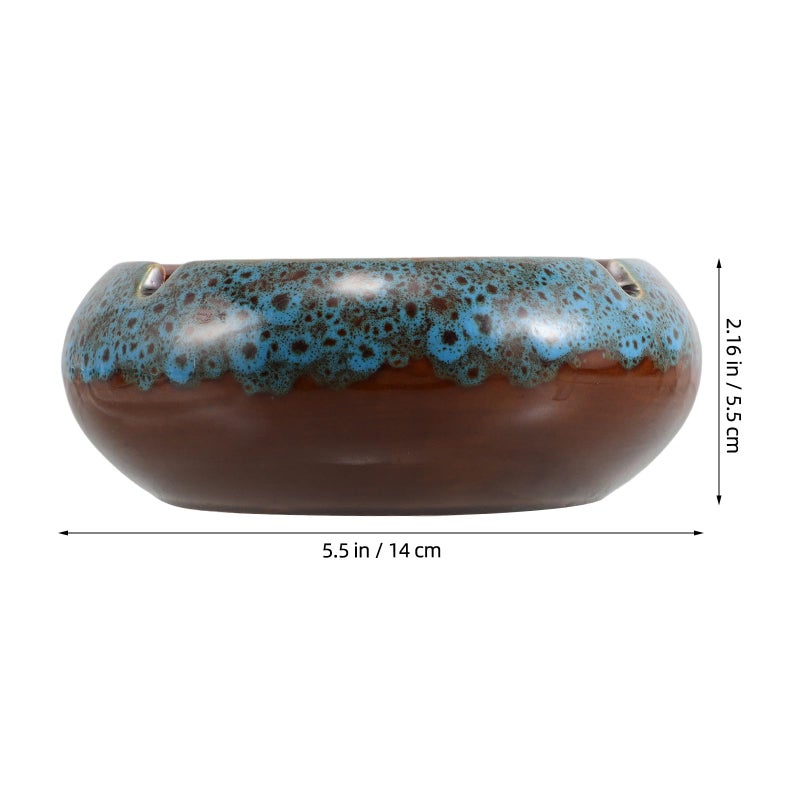 Large Ceramic Windproof Ashtray with Curved Blue Bowl for Living Room and Office - Image 3
