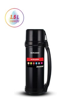 SONASHI 1.5L Vacuum Flask  for Hot And Cold Beverages  High Quality Stainless Steel Body with Double Wall Insulation  Unbreakable Flasks with Big Mouth for Daily Use  Portable Friendly SVF-1501  - Image 1