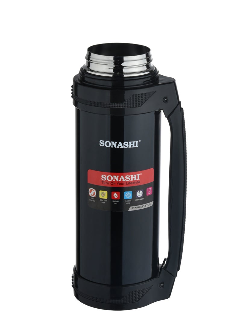 SONASHI - 1.5L Vacuum Flask  for Hot And Cold Beverages  High Quality Stainless Steel Body with Double Wall Insulation  Unbreakable Flasks with Big Mouth for Daily Use  Portable Friendly SVF-1501 - Image 1