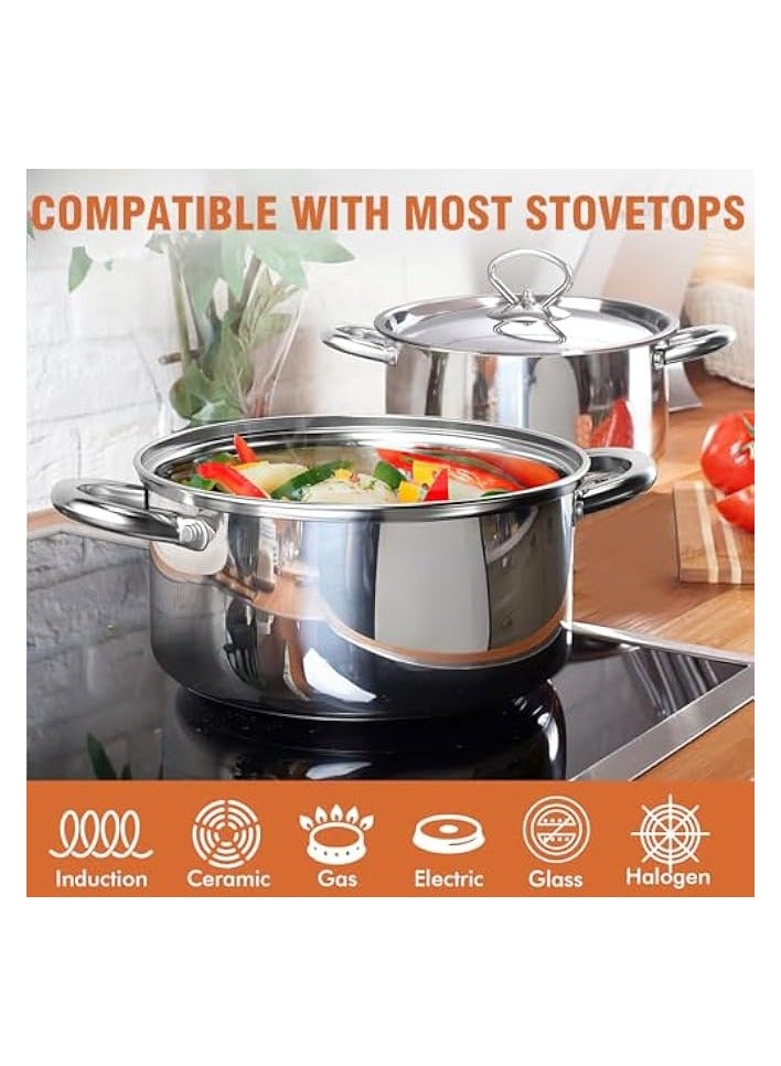 Green Tiger 15 Pcs Stainless Steel Pots and Pans Set, Professional Quality Cookware Clad for Home Cooking & Commercial Kitchen, Kitchen Cookware Sets & Utensils, Dishwasher Safe - Image 3