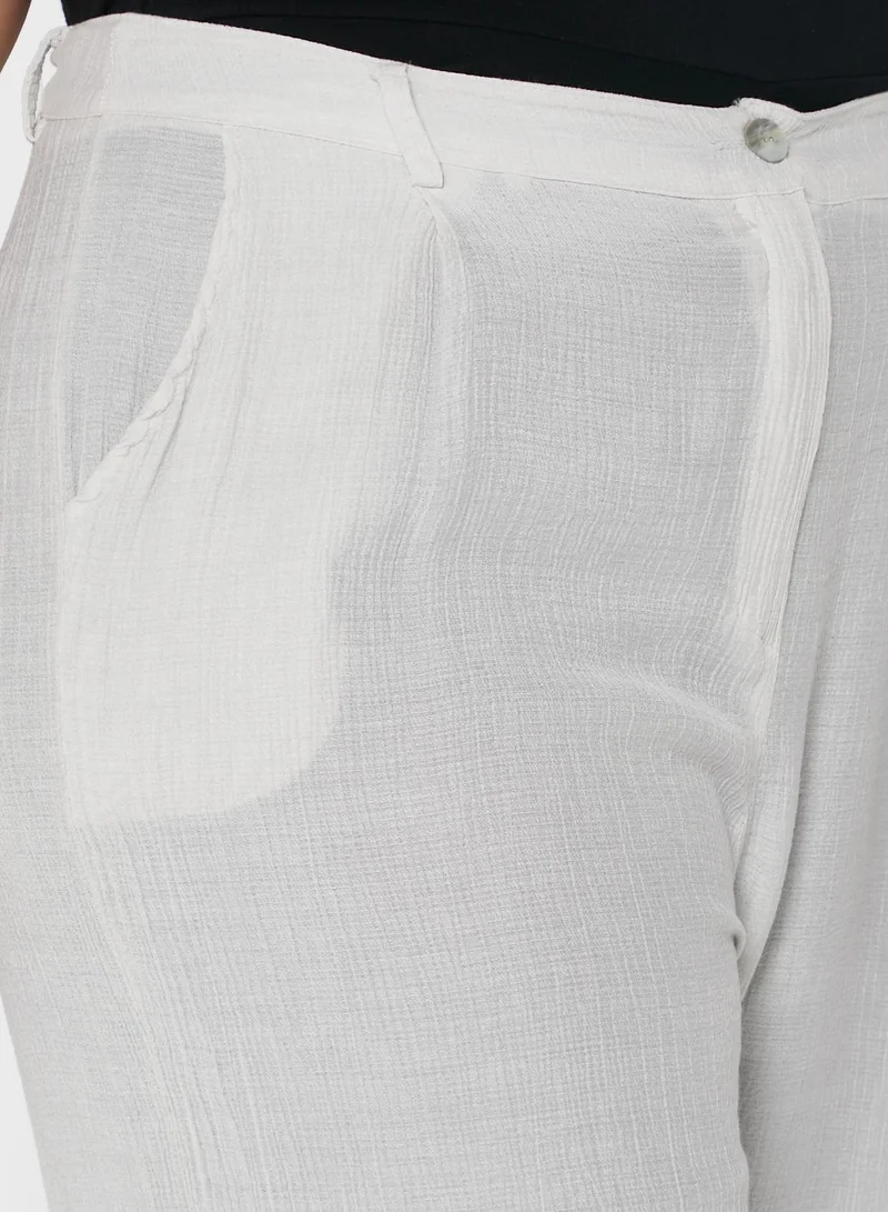 I Saw It First Curve Ecru Plus Wide Leg Trousers