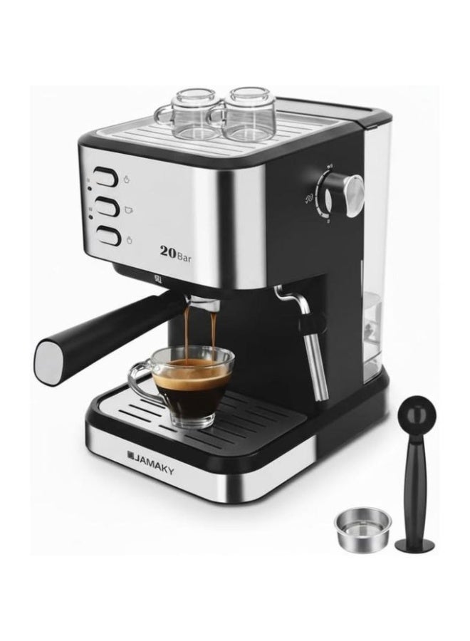 Jamaky Espresso and Cappuccino Coffee Maker, 1850W, 20 Bar, 1.5 Liter, Manual Control, Model JMK-9009 - Image 1