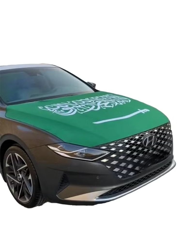 Toy Box Car Flag National Day Flag on Car Easy to Install Fabric Rubber for Car Hood Cover for National Day Saudi Arabia Large Size Suitable for All Cars - Image 3