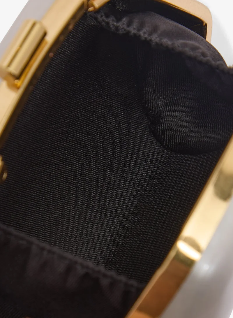 Ella Limited Edition White Marble Clutch With Statement Ring Handle for Women | Best Price UAE
