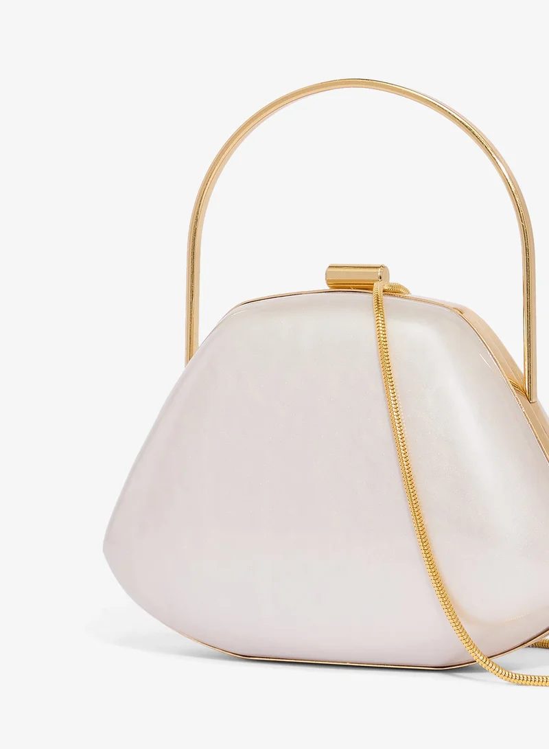 Ella Limited Edition White Marble Clutch With Statement Ring Handle for Women | Best Price UAE