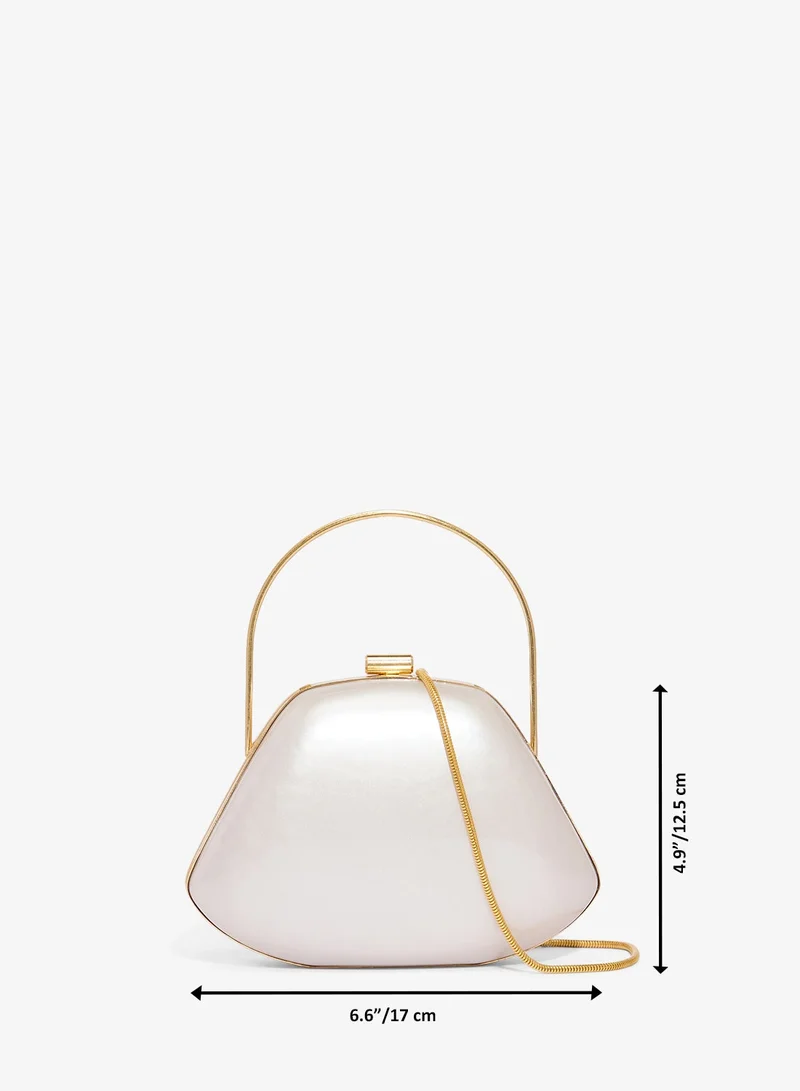 Ella Limited Edition White Marble Clutch With Statement Ring Handle for Women | Best Price UAE