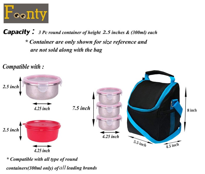 Foonty Office Use Women Waterproof Lunch Bag/Tiffin Bag (Black,FFFLB8021A) - Image 5