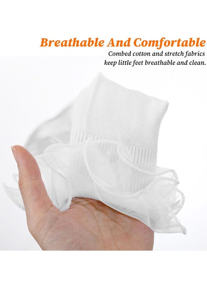 Ruffle Socks Girls Ruffle Socks White Socks With Ruffles Double Lace Turn Cuff Socks Lace Ruffle Socks Comfortable Cotton Socks Frilly Socks For Girls Aged 10-12 Years - Image 4