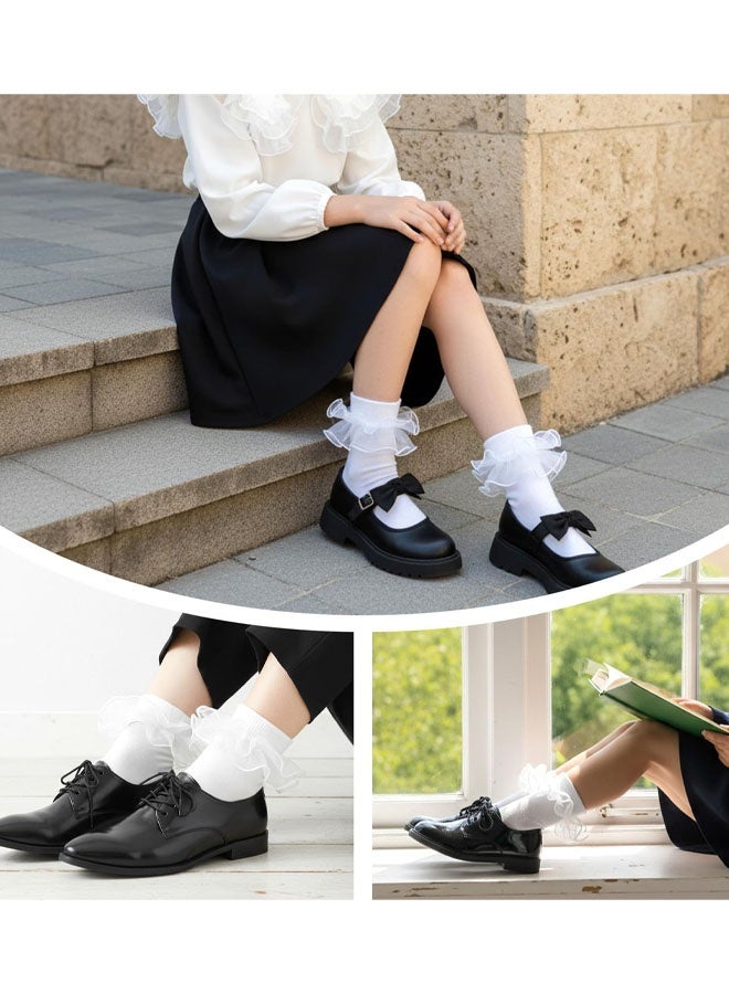 Ruffle Socks Girls Ruffle Socks White Socks With Ruffles Double Lace Turn Cuff Socks Lace Ruffle Socks Comfortable Cotton Socks Frilly Socks For Girls Aged 10-12 Years - Image 5