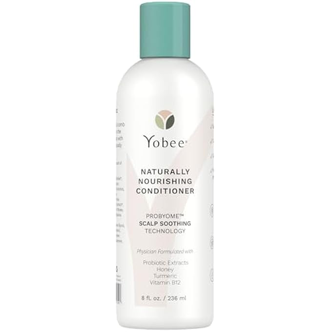 Yobee NATURALLY NOURISHING HAIR CONDITIONER - DRY, ITCHY SCALP & DANDRUFF RELIEF - HYDRATING W/PROBIOTIC EXTRACTS, HONEY, TURMERIC, VITAMIN B12, COCONUT & AVOCADO OIL - ADULTS AND CHILDREN (1) - Image 1