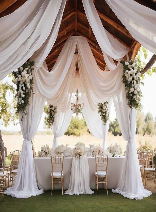 Barcelonetta | Chiffon Fabric | Decoration, Drapery Fabric | Wedding, Gender Reveal, Baby Shower, Birthday | for Arbor, Arch, Canopy, Table and Chair Decoration (White, 5 Yards) - Image 5