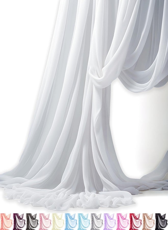 Barcelonetta | Chiffon Fabric | Decoration, Drapery Fabric | Wedding, Gender Reveal, Baby Shower, Birthday | for Arbor, Arch, Canopy, Table and Chair Decoration (White, 5 Yards) - Image 1